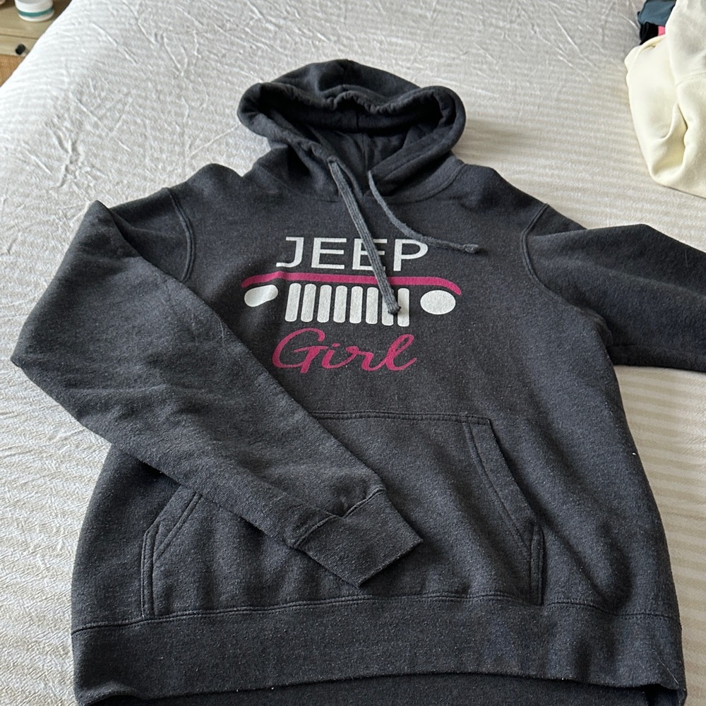 Jeep Girl Hoodie in Charcoal and Pink